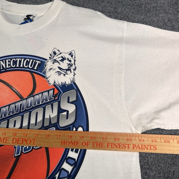 Vintage University Of Connecticut Ncaa Champions T Shirt Starter Huskies Size Xl - Picture 7 of 8